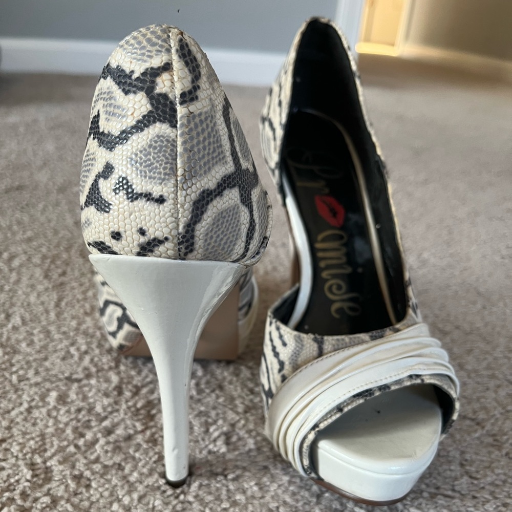 Snakeskin platform heels